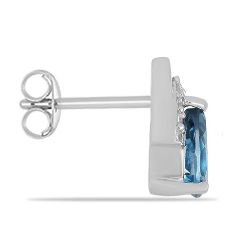 BUY STERLING SILVER NATURAL LONDON TOPAZ GEMSTONE CLASSIC EARRINGS